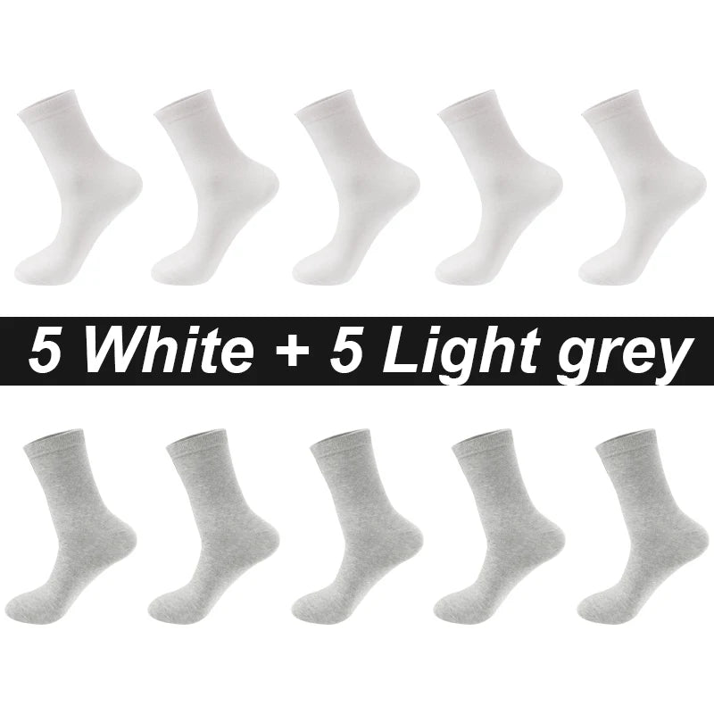 Men’s Combed Cotton Socks 10 Pairs – Breathable Black Business Casual, High Quality.