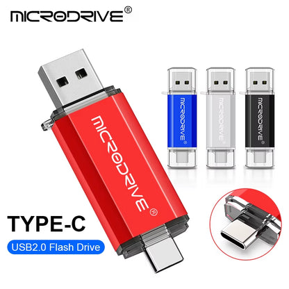 Type C USB Flash Drive OTG 2 in 1 USB 2.0 Micro USB Pen Drive 128GB 64GB 32GB 16GB 8GB 4GB Pendrive Flash Drive
