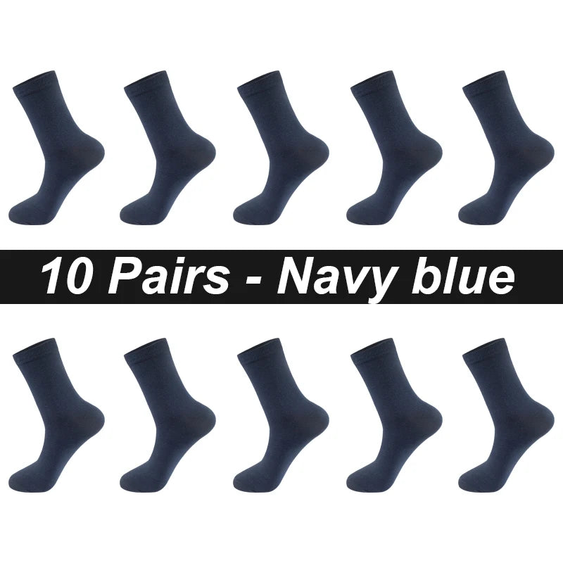 Men’s Combed Cotton Socks 10 Pairs – Breathable Black Business Casual, High Quality.