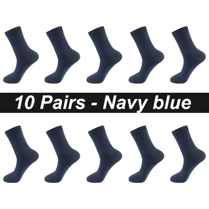 Men’s Combed Cotton Socks 10 Pairs – Breathable Black Business Casual, High Quality.