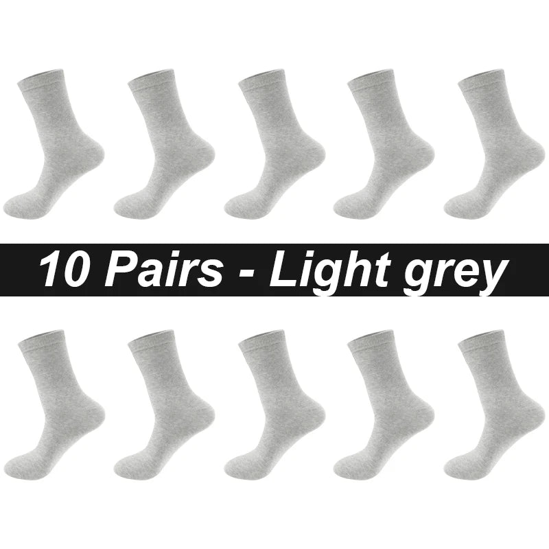 Men’s Combed Cotton Socks 10 Pairs – Breathable Black Business Casual, High Quality.