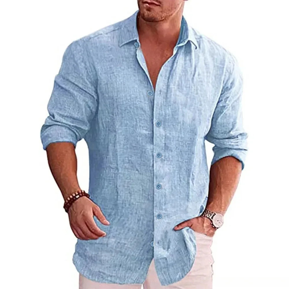 Slim Fit Linen Button-Up Shirt