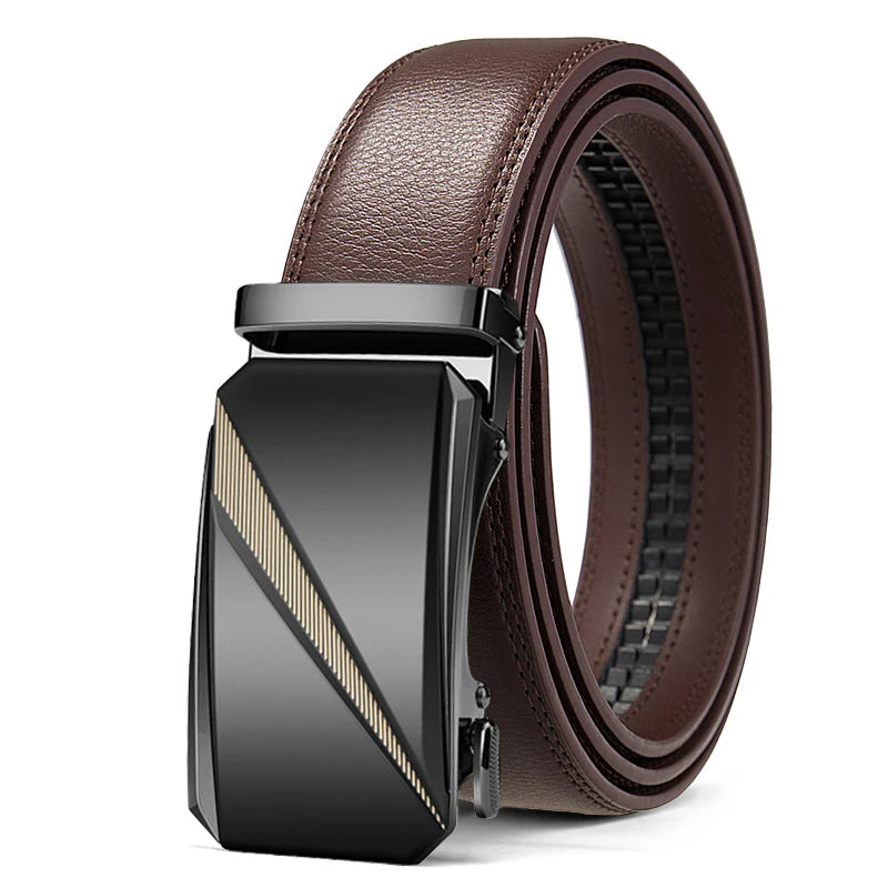 OYIFAN Automatic Buckle Belt for Men, High Quality Genuine Leather Belt, Adjustable Ratchet Belt Fashion Designer Belt Men