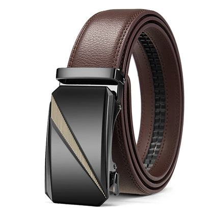 OYIFAN Automatic Buckle Belt for Men, High Quality Genuine Leather Belt, Adjustable Ratchet Belt Fashion Designer Belt Men