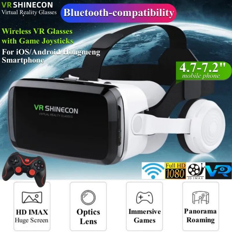 Wireless VR Headset IMAX 3D + Game Controller for Mobile Phones