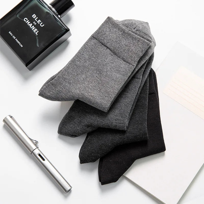 Men’s Combed Cotton Socks 10 Pairs – Breathable Black Business Casual, High Quality.