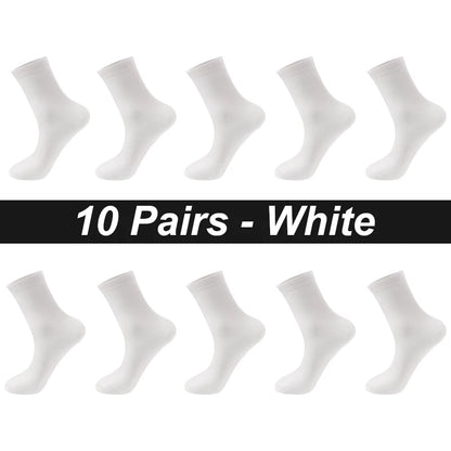 Men’s Combed Cotton Socks 10 Pairs – Breathable Black Business Casual, High Quality.