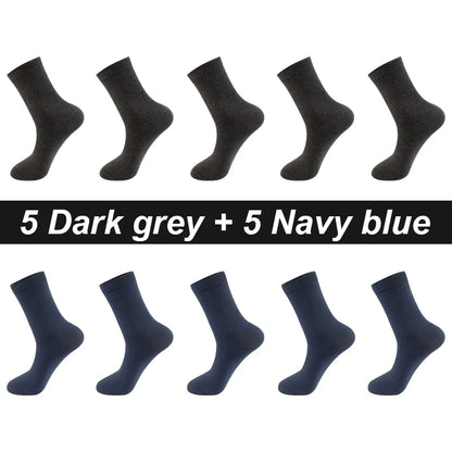 Men’s Combed Cotton Socks 10 Pairs – Breathable Black Business Casual, High Quality.