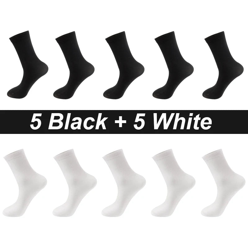 Men’s Combed Cotton Socks 10 Pairs – Breathable Black Business Casual, High Quality.