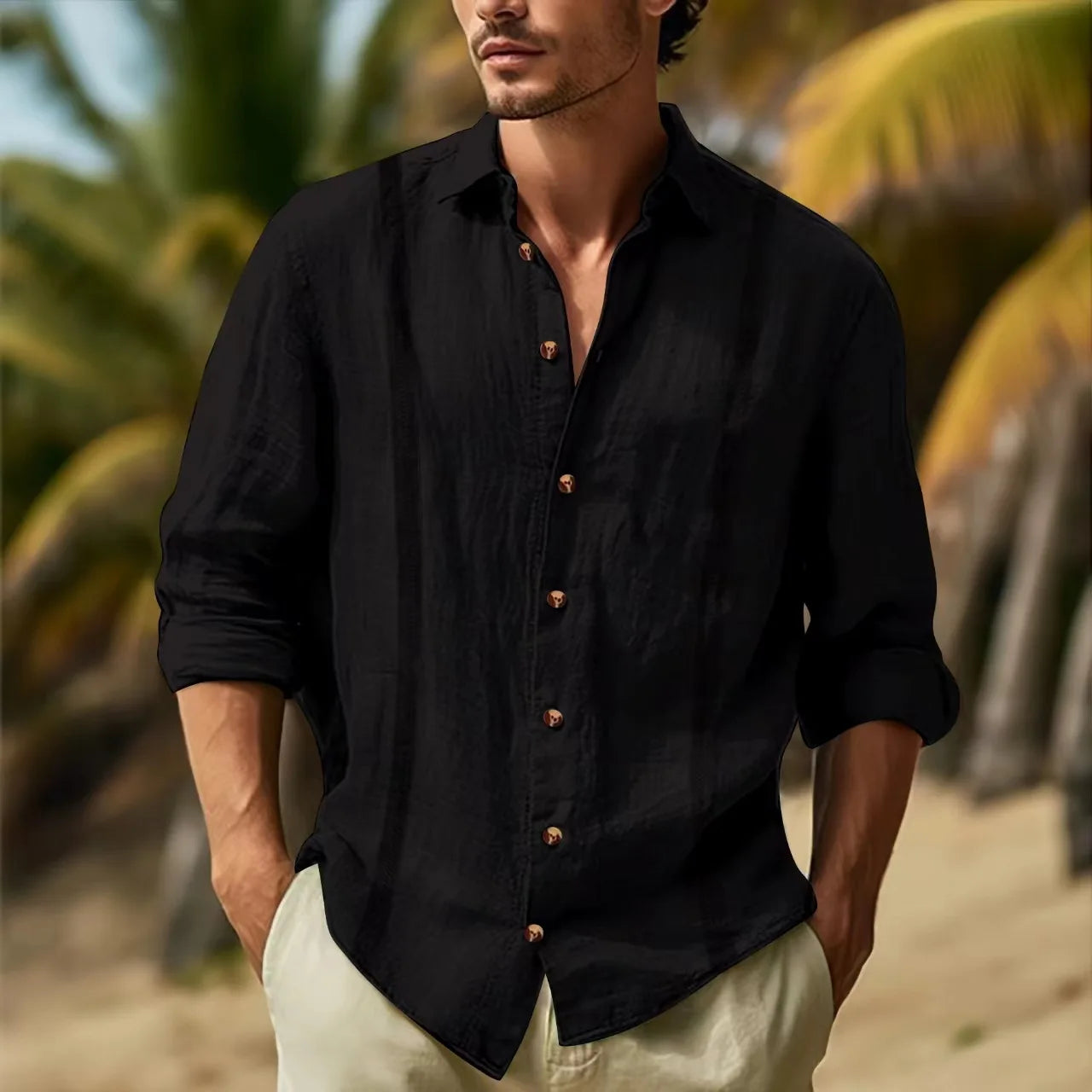 Men’s Cotton Linen Casual Shirt