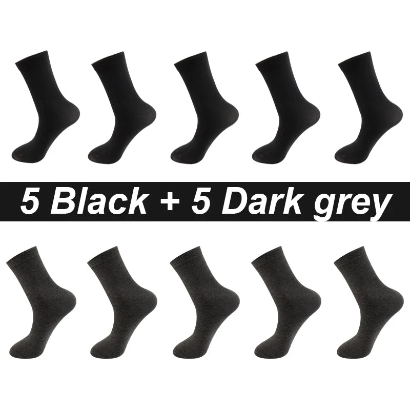 Men’s Combed Cotton Socks 10 Pairs – Breathable Black Business Casual, High Quality.