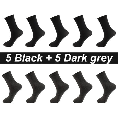 Men’s Combed Cotton Socks 10 Pairs – Breathable Black Business Casual, High Quality.