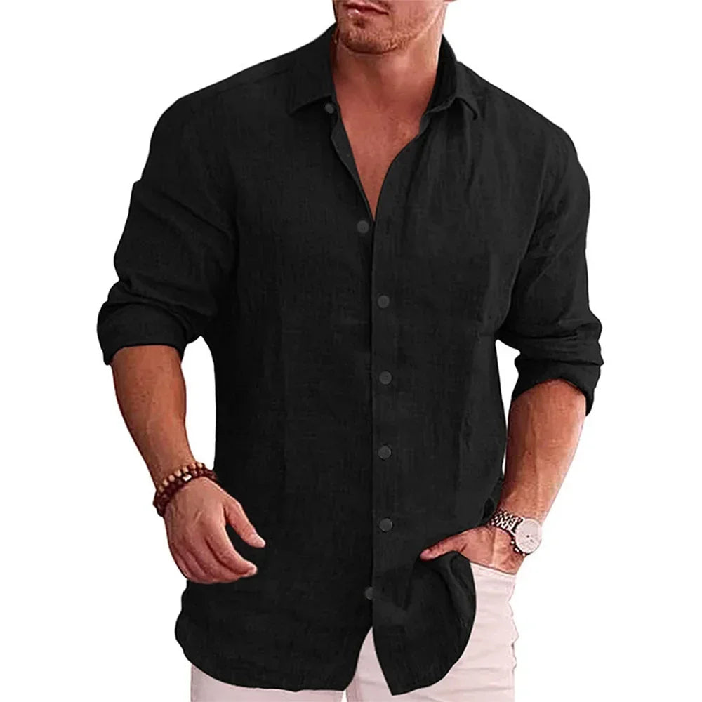 Slim Fit Linen Button-Up Shirt