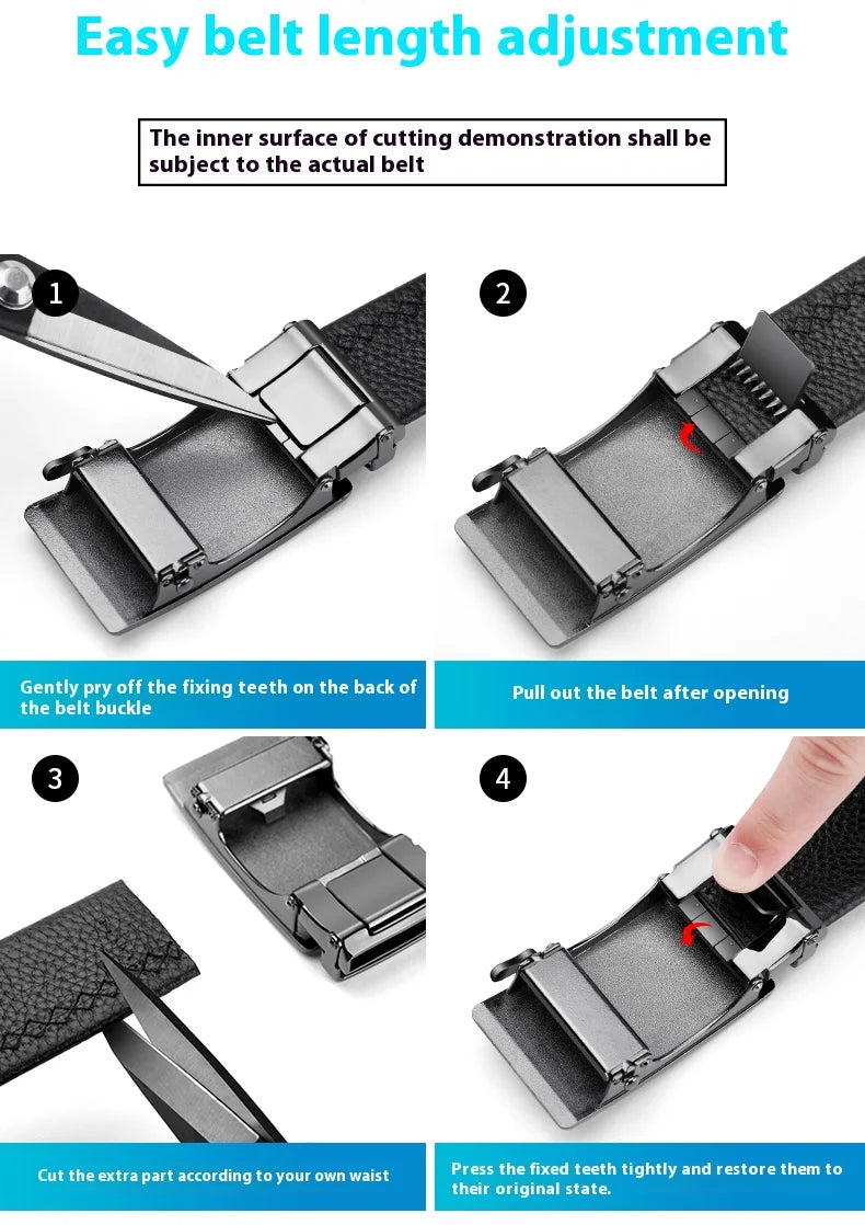 OYIFAN Automatic Buckle Belt for Men, High Quality Genuine Leather Belt, Adjustable Ratchet Belt Fashion Designer Belt Men