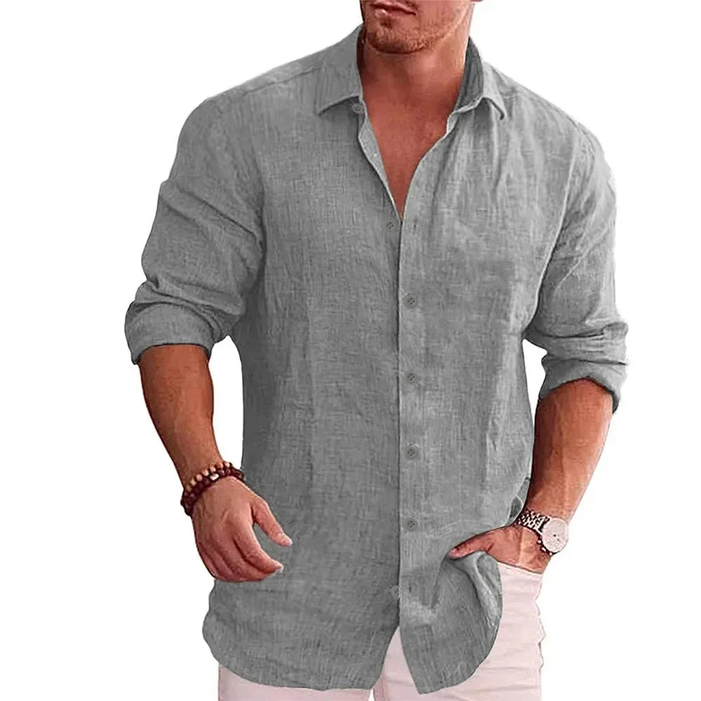 Slim Fit Linen Button-Up Shirt
