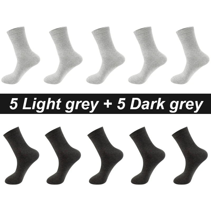 Men’s Combed Cotton Socks 10 Pairs – Breathable Black Business Casual, High Quality.