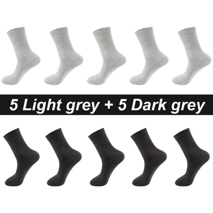 Men’s Combed Cotton Socks 10 Pairs – Breathable Black Business Casual, High Quality.