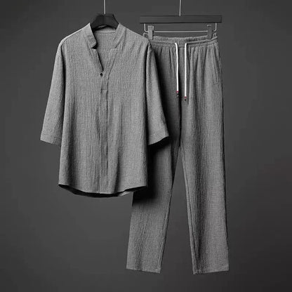 Men’s autumn Outfit – Vintage Button Shirt & Pants Set
