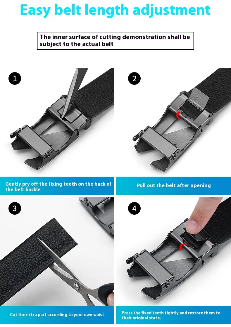 Men’s Business Belt – OYIFAN Genuine Leather, Automatic Buckle, Adjustable Fit