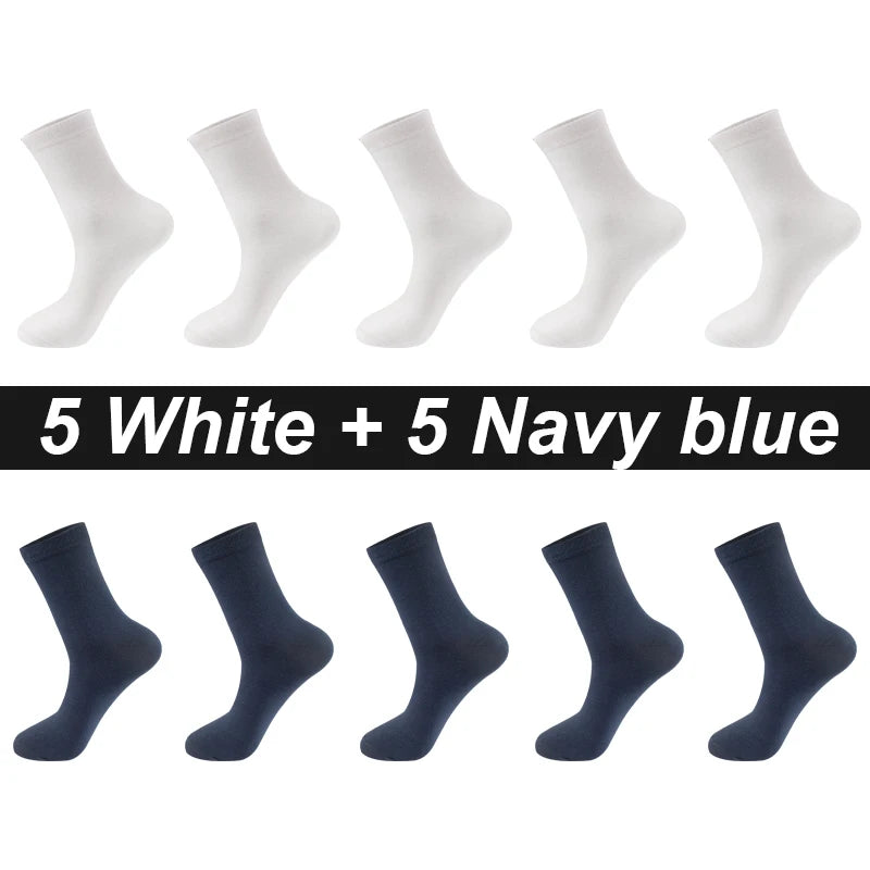 Men’s Combed Cotton Socks 10 Pairs – Breathable Black Business Casual, High Quality.