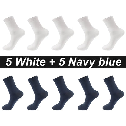 Men’s Combed Cotton Socks 10 Pairs – Breathable Black Business Casual, High Quality.