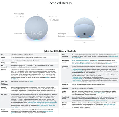 Echo Dot 5th Gen Alexa Speaker – Wi-Fi, Bluetooth & Hands-Free Voice Control