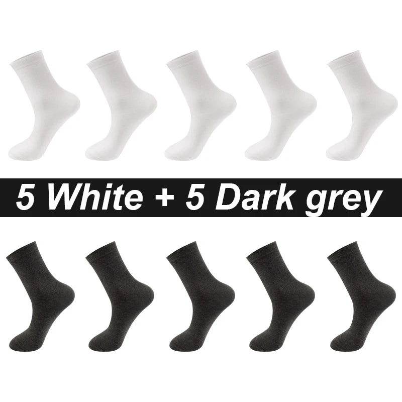 Men’s Combed Cotton Socks 10 Pairs – Breathable Black Business Casual, High Quality.