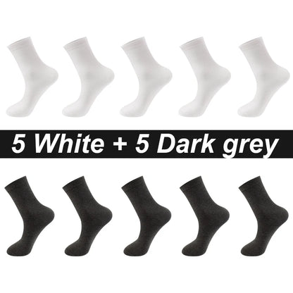Men’s Combed Cotton Socks 10 Pairs – Breathable Black Business Casual, High Quality.