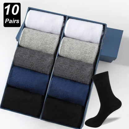 Men’s Combed Cotton Socks 10 Pairs – Breathable Black Business Casual, High Quality.
