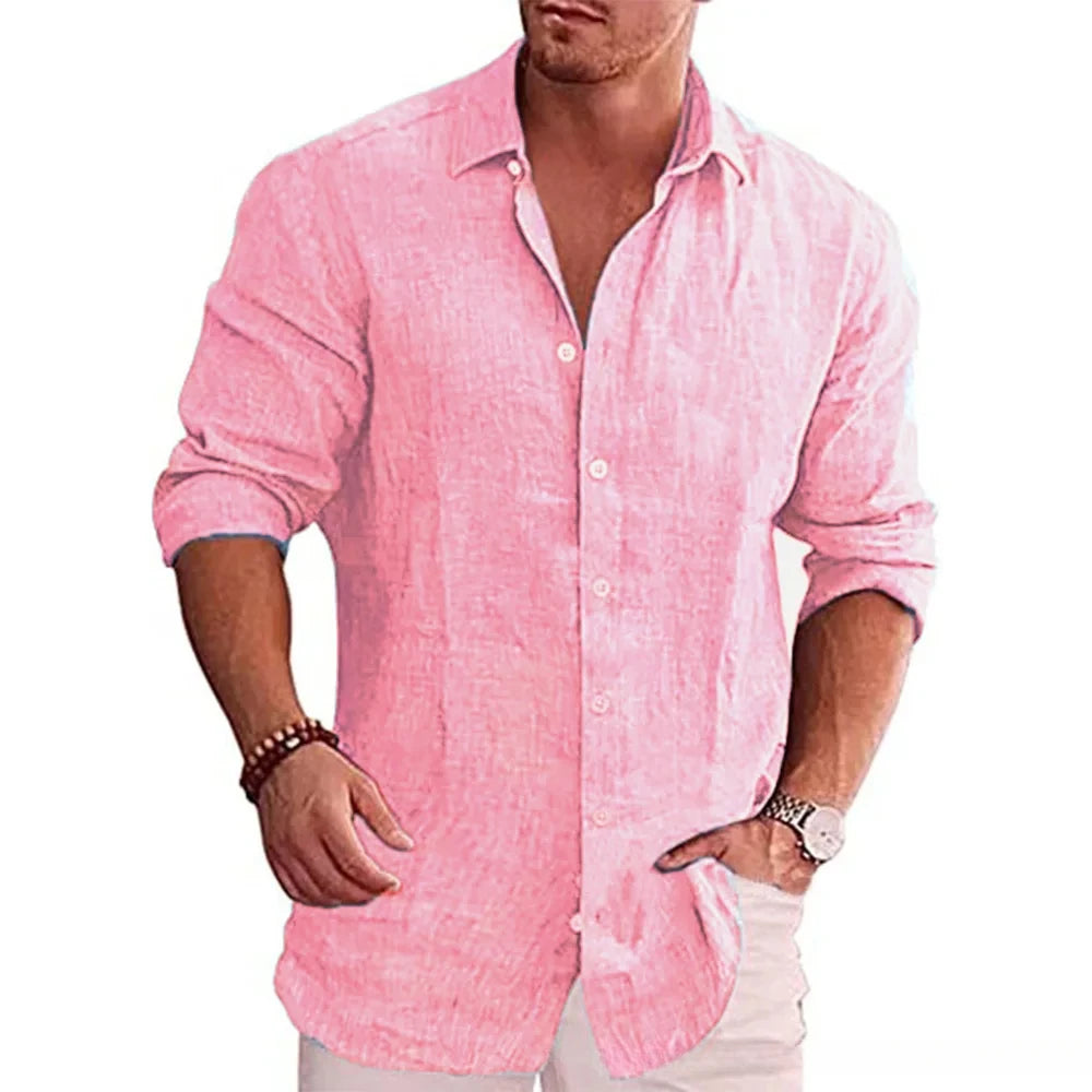 Slim Fit Linen Button-Up Shirt