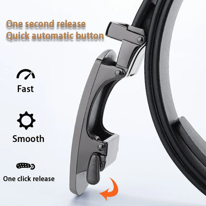 OYIFAN Automatic Buckle Belt for Men, High Quality Genuine Leather Belt, Adjustable Ratchet Belt Fashion Designer Belt Men