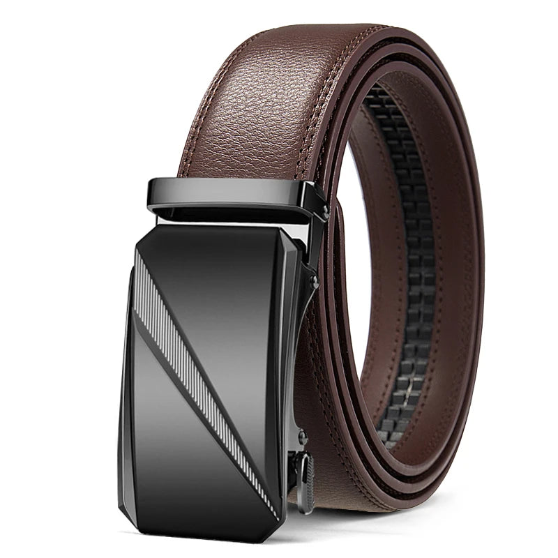 OYIFAN Automatic Buckle Belt for Men, High Quality Genuine Leather Belt, Adjustable Ratchet Belt Fashion Designer Belt Men