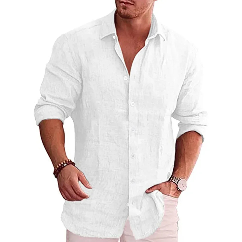 Slim Fit Linen Button-Up Shirt