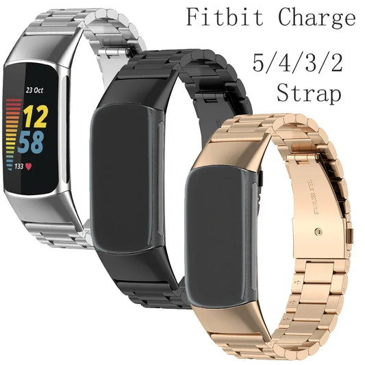 Metal Wristband for Fitbit Charge Series – Black Steel Strap