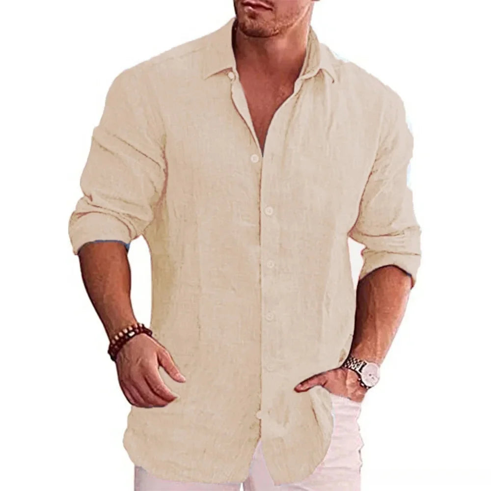 Slim Fit Linen Button-Up Shirt